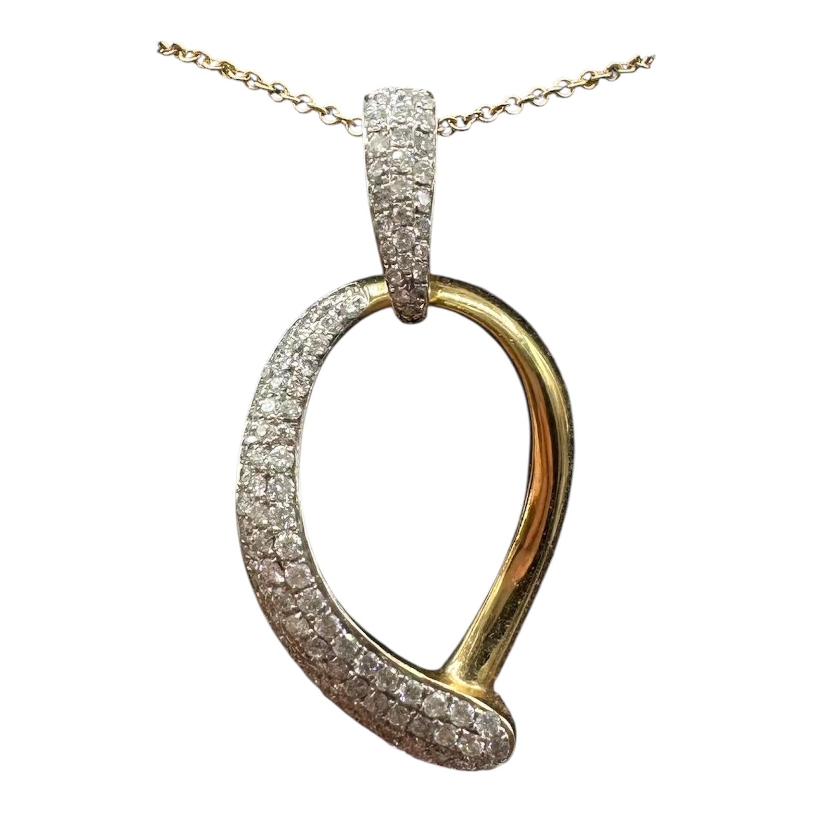 Pave Diamond Necklace 14K Two Tone Gold 0.75ctw GH I 16in
