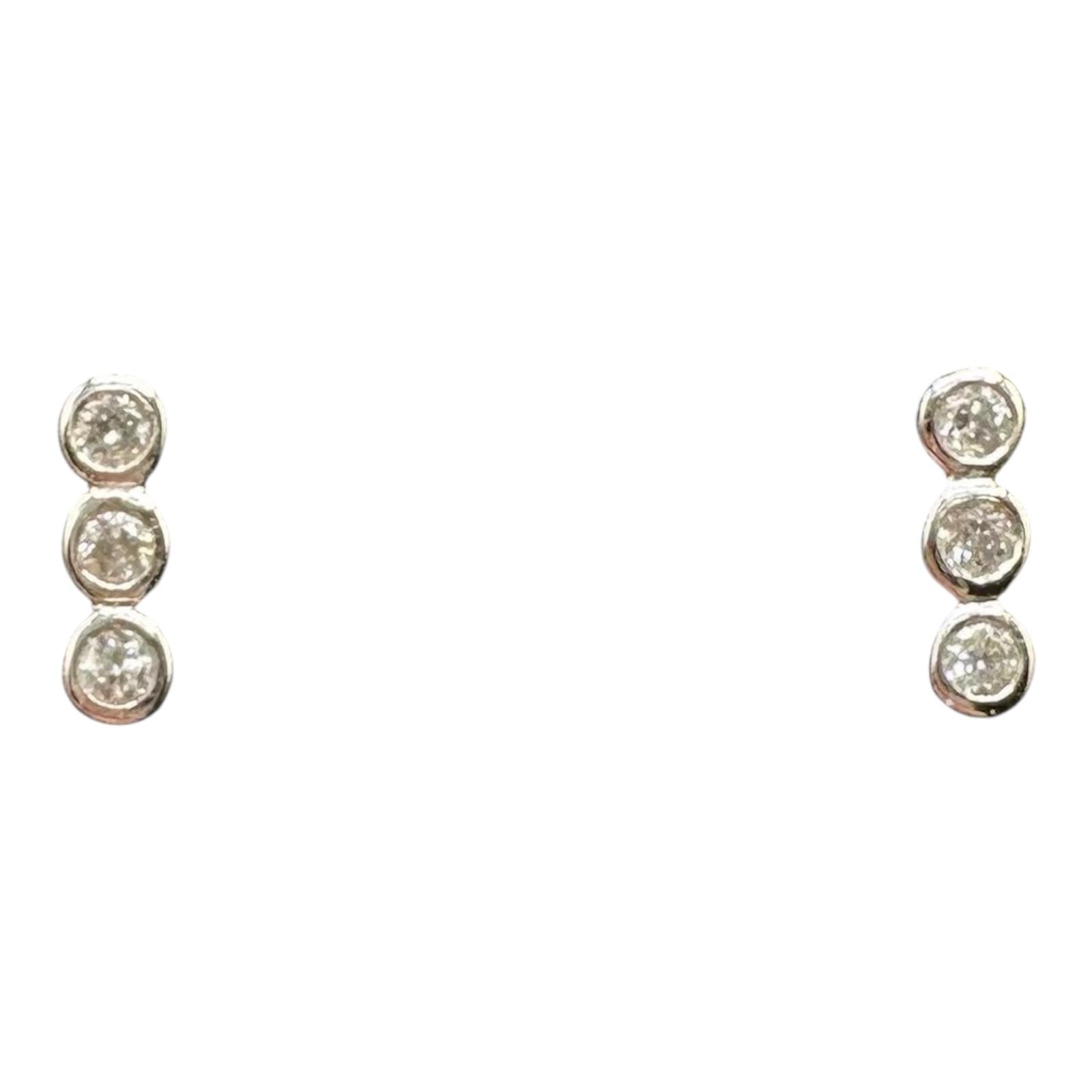 Petite Bezel Set Diamond Stud Earrings 14K White Gold 0.08ctw
