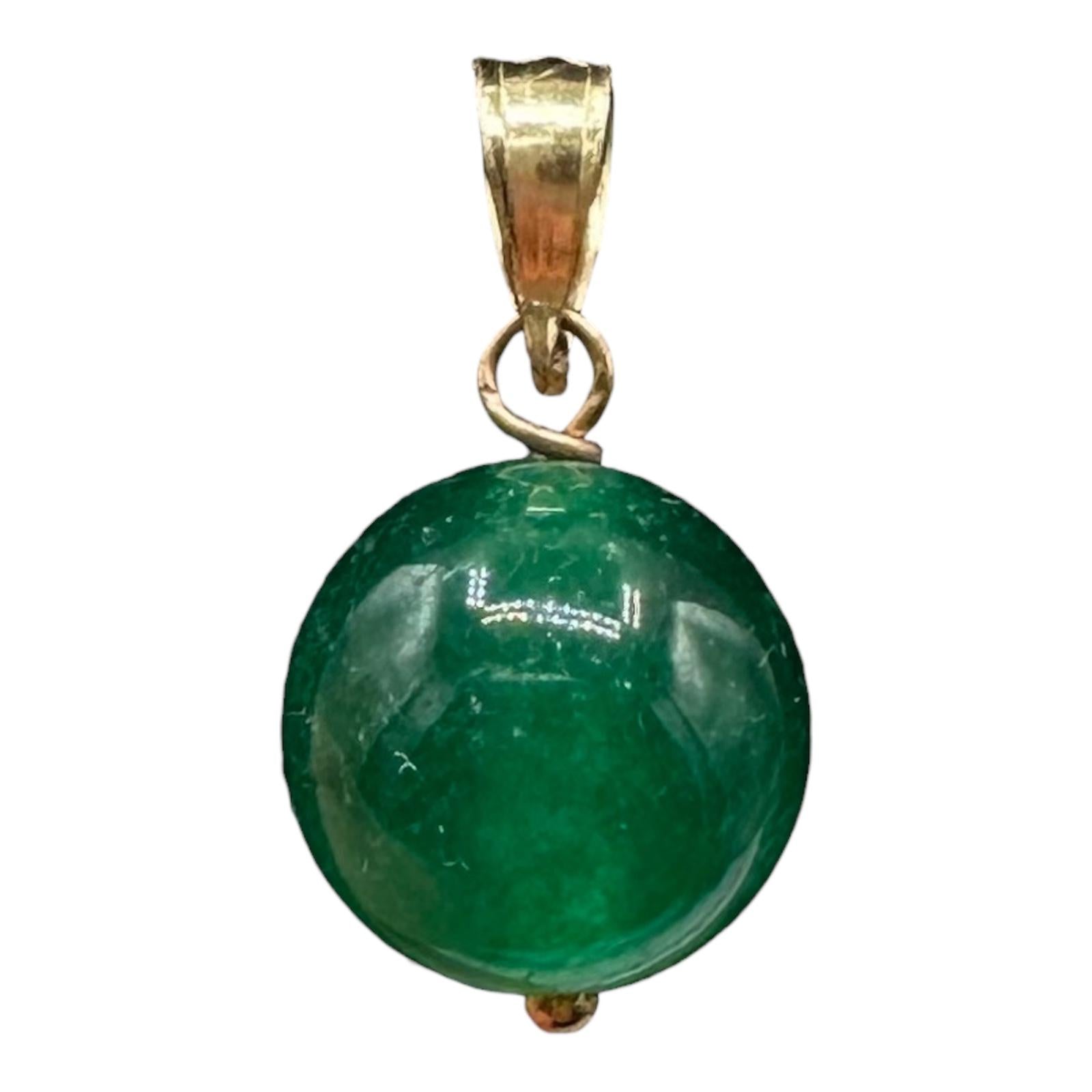 Malachite Pendant 14K Yellow Gold 10mm 1.5g New