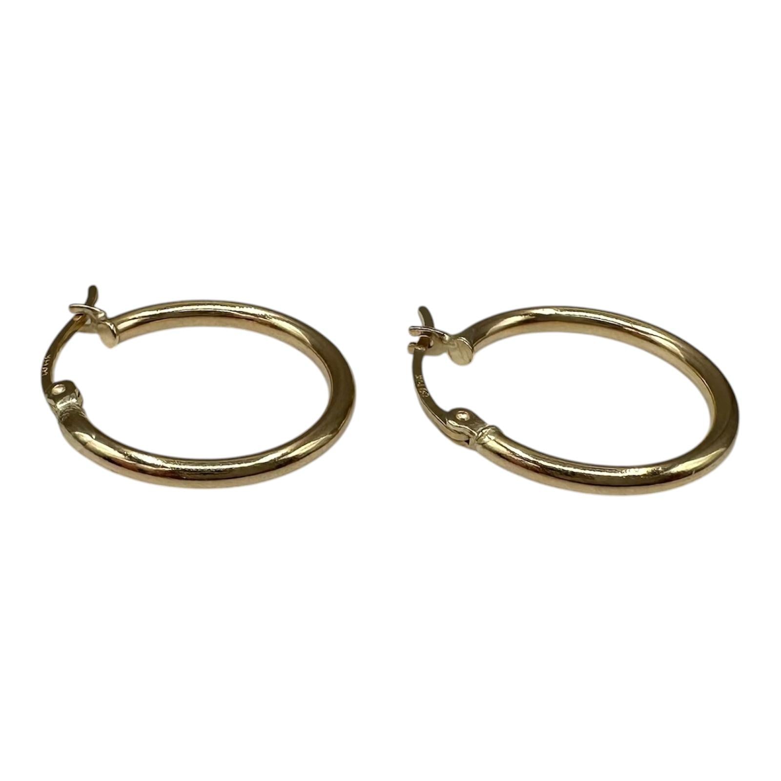Tube Hoop Earrings 14kt Yellow Gold 19.9mm 2.1mm 1.5g Hollow New