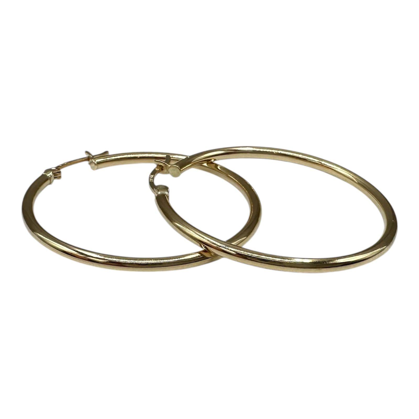 Tube Hoop Earrings 14kt Yellow Gold 1.25in 2.1mm 2.5g Hollow New