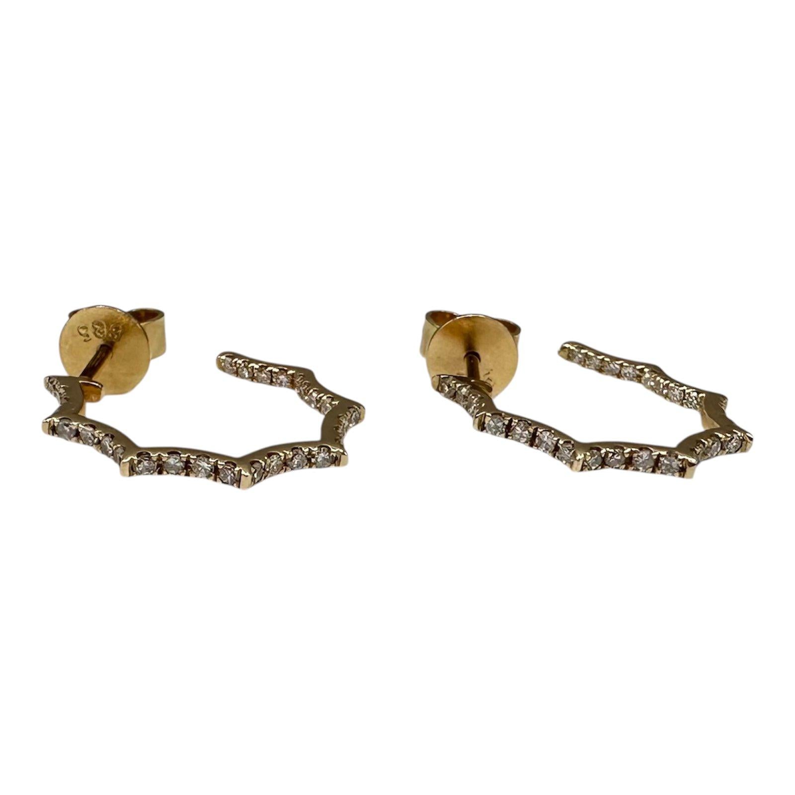 Diamond Hoop Earrings 14kt Yellow Gold 0.15ctw GH I New
