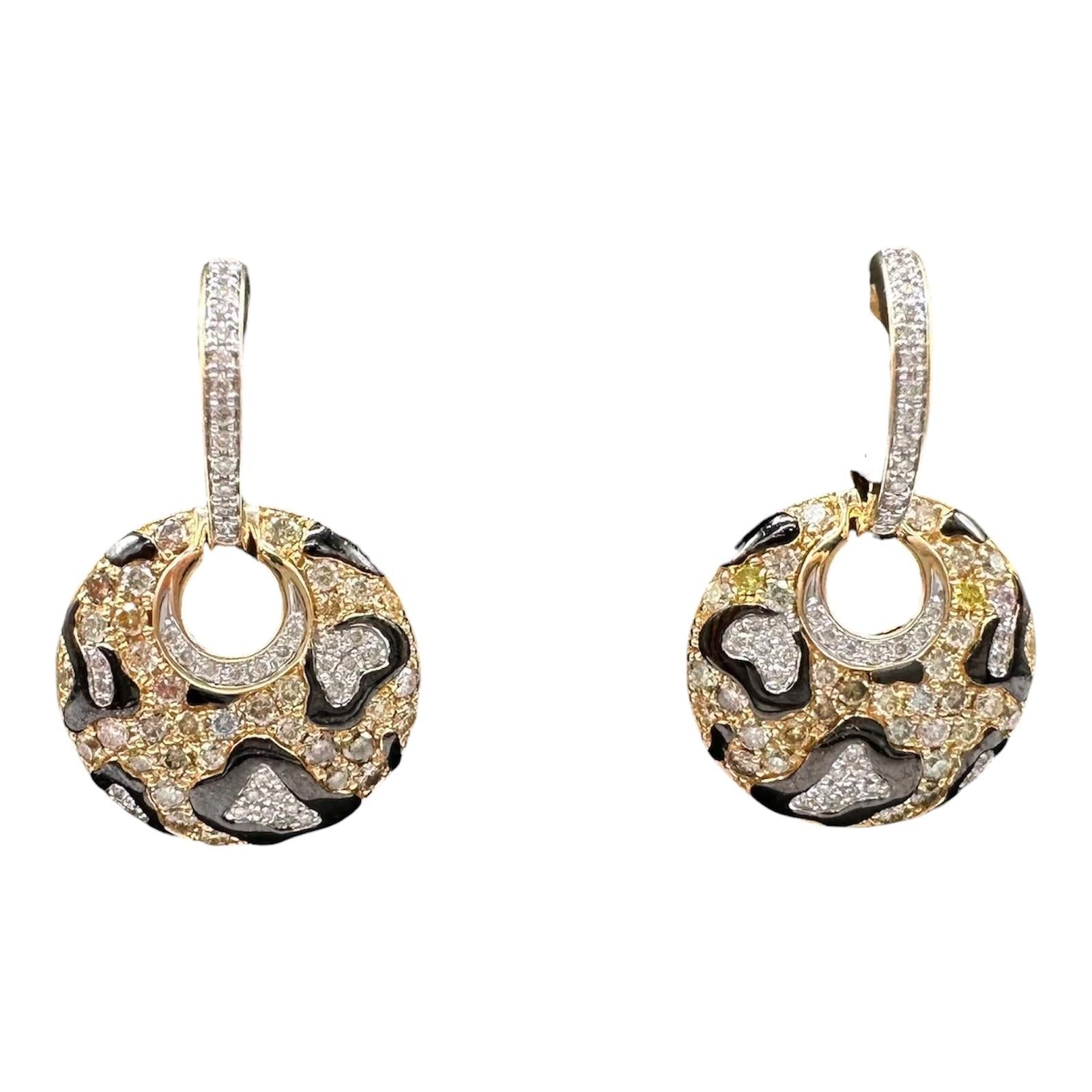 14k Yellow Gold Diamond Dangle Earrings 1.0CT