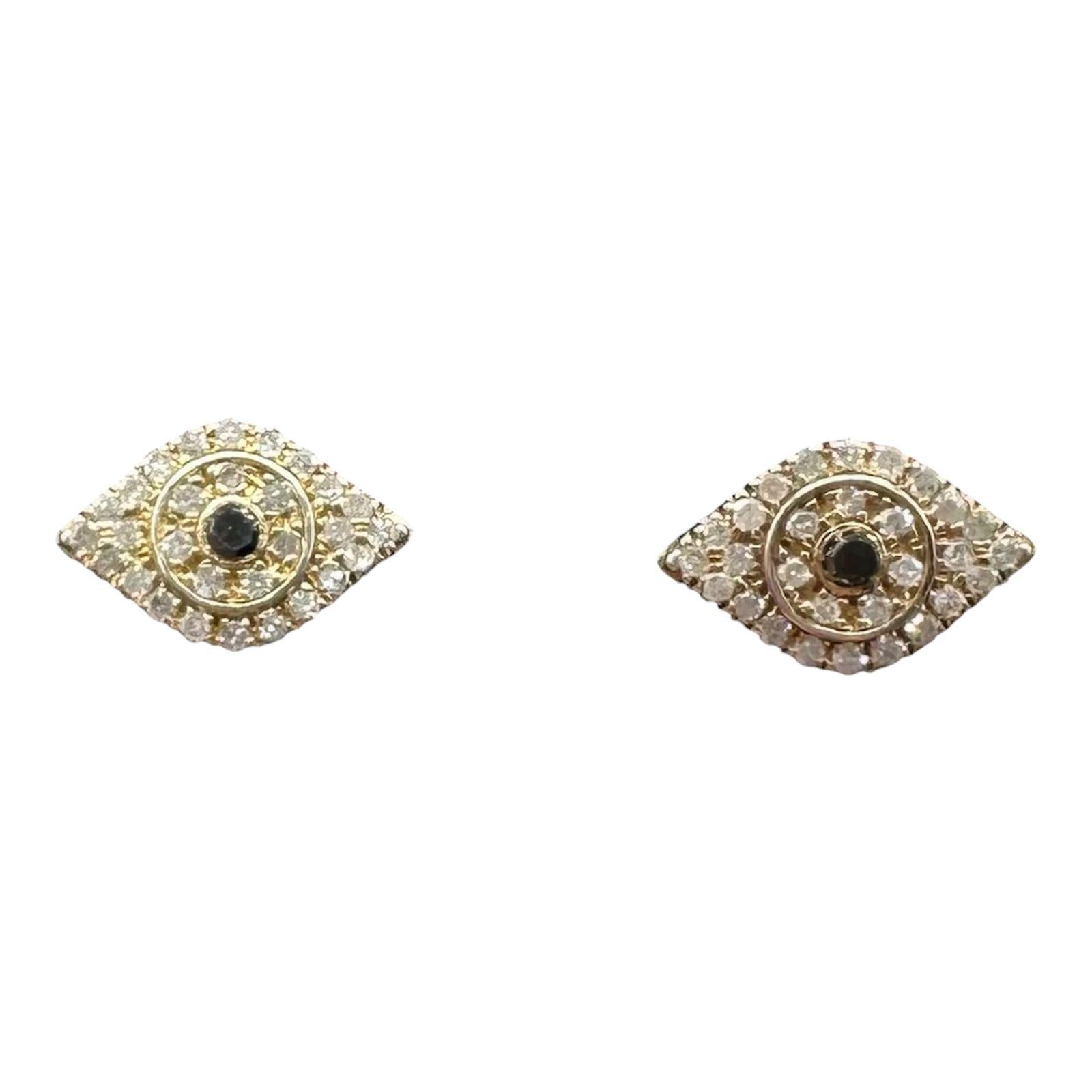 Designer Effy Diamond Evil Eye Earrings Sterling Silver 0.18ctw NWT