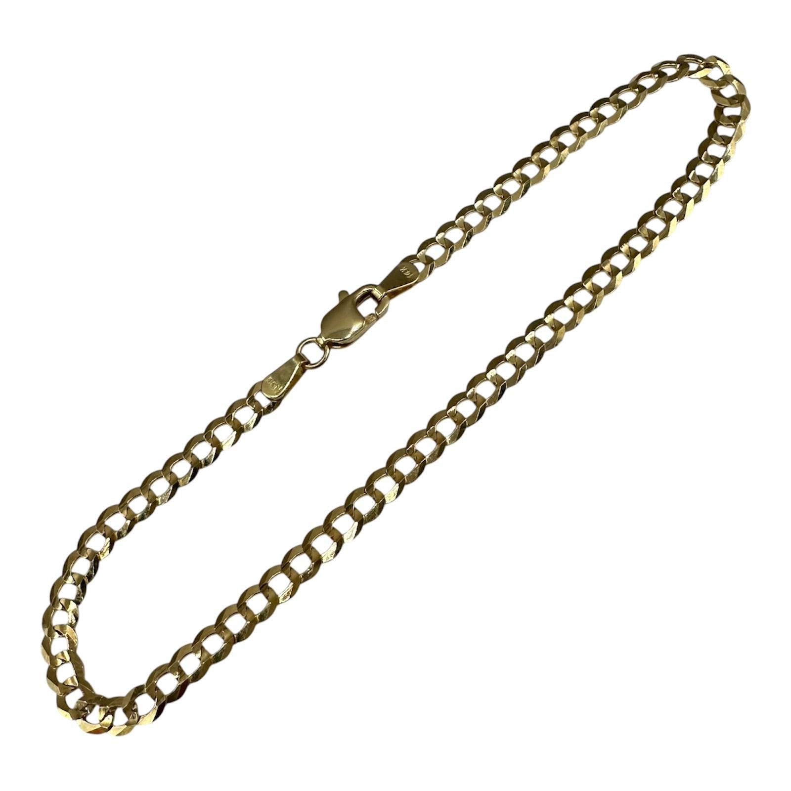 Curb Link Bracelet 14kt Yellow Gold 8in 3.7mm 3.25g Solid New