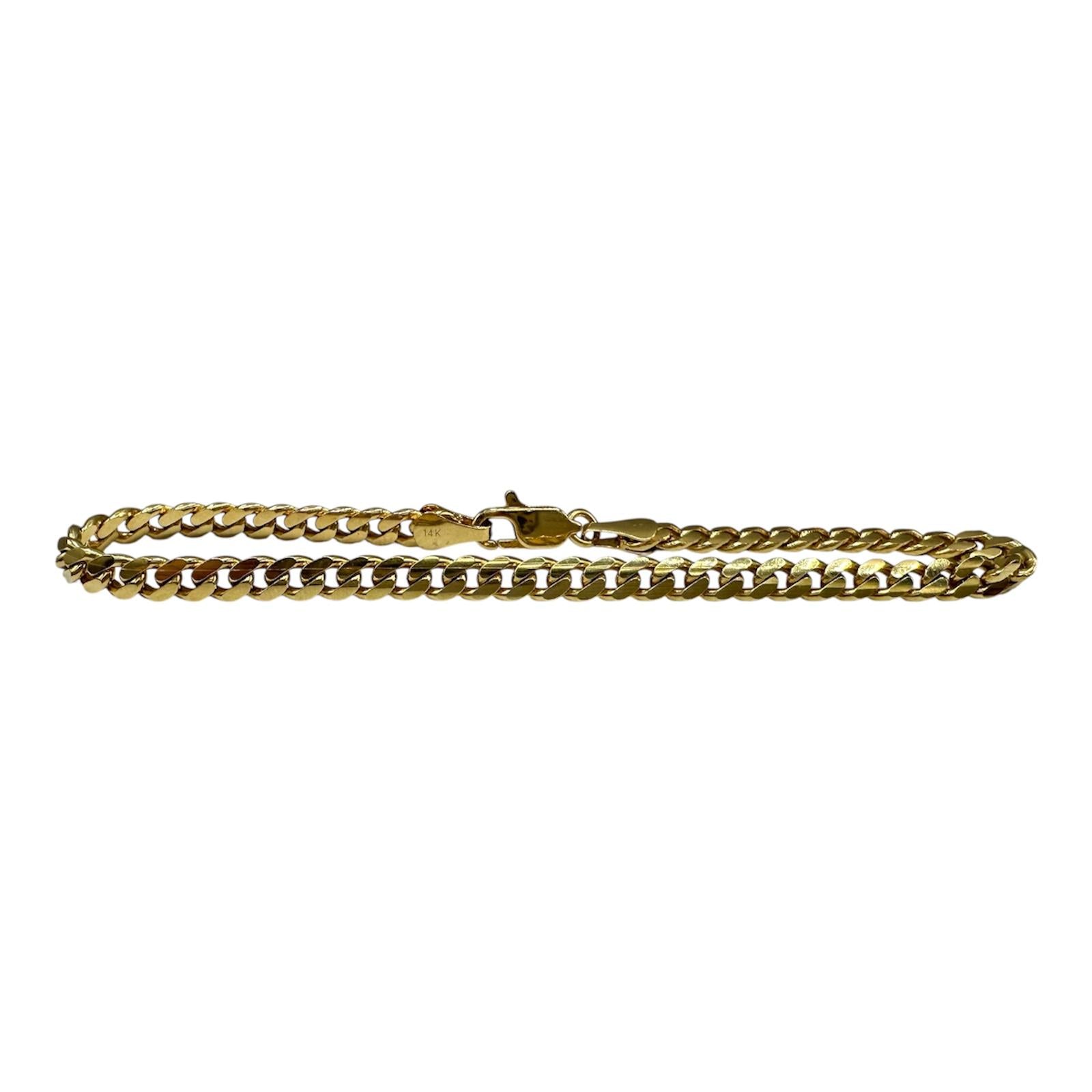 Cuban Bracelet 14kt Yellow Gold 7.375in 3.9mm 8.3g Solid New