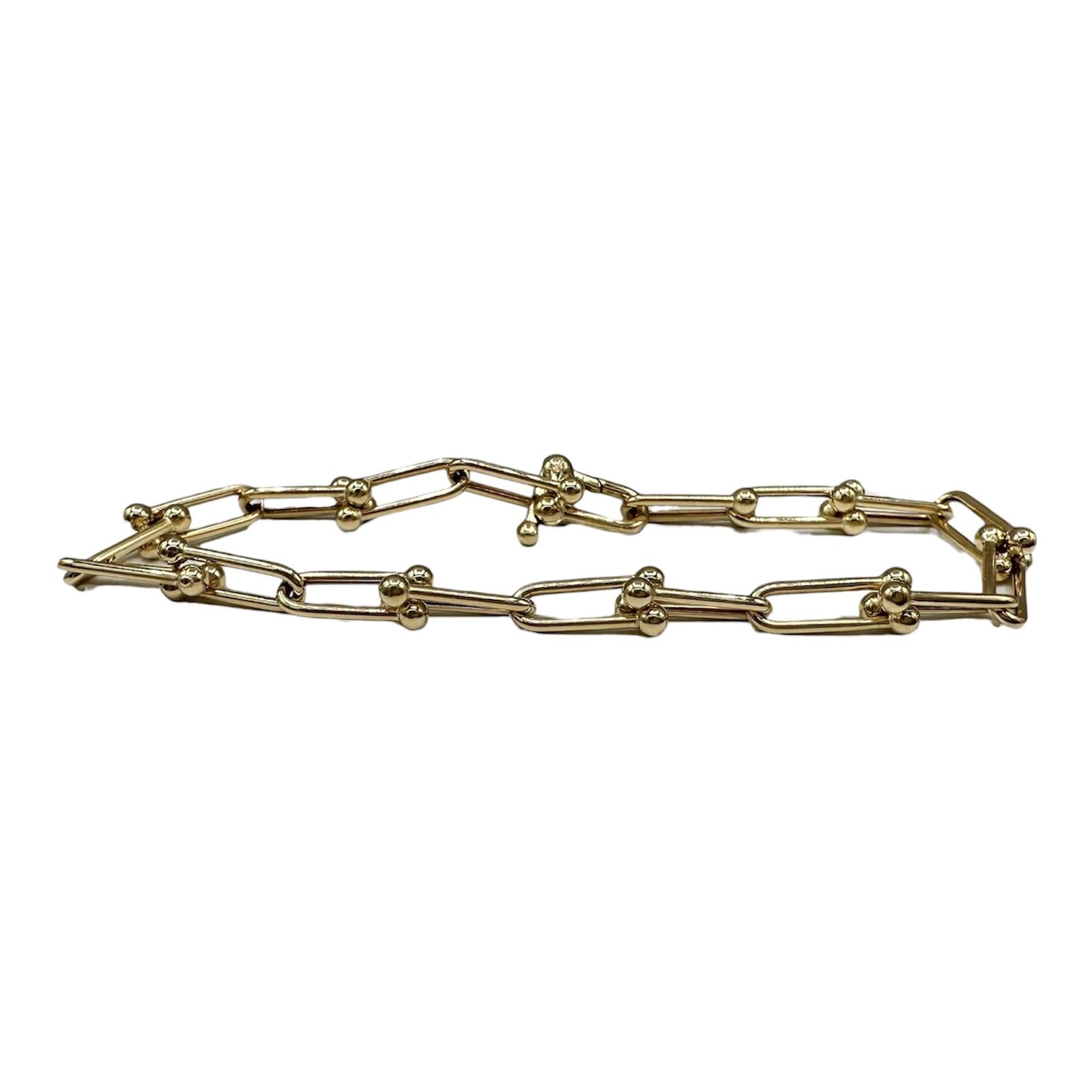 Horseshoe Link Bracelet 14kt Yellow Gold 8in 5mm Hollow New