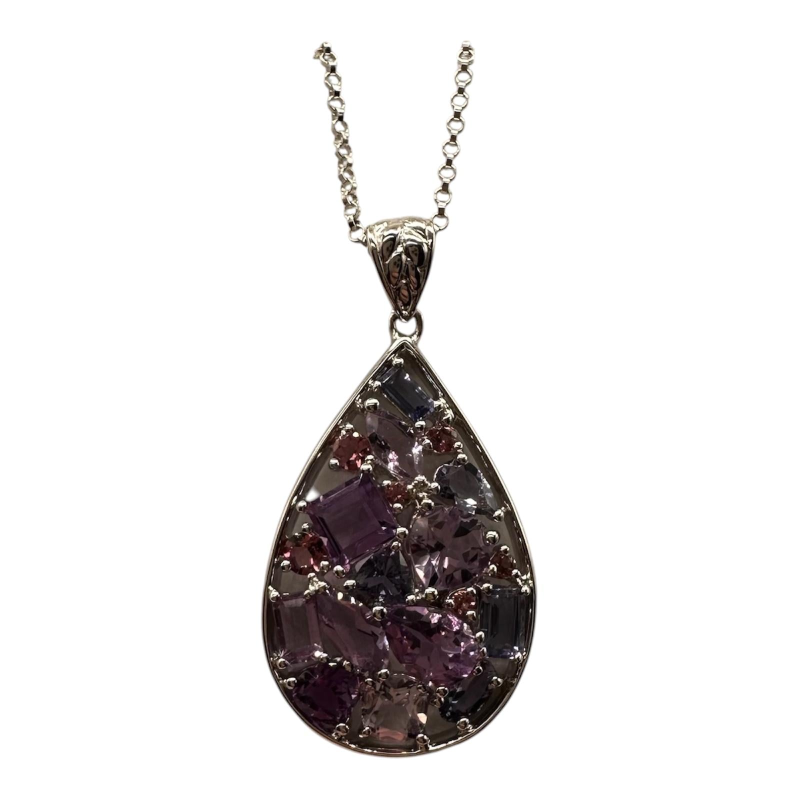 Semi Precious Gemstone Necklace Sterling Silver 18in Multi Gemstone New