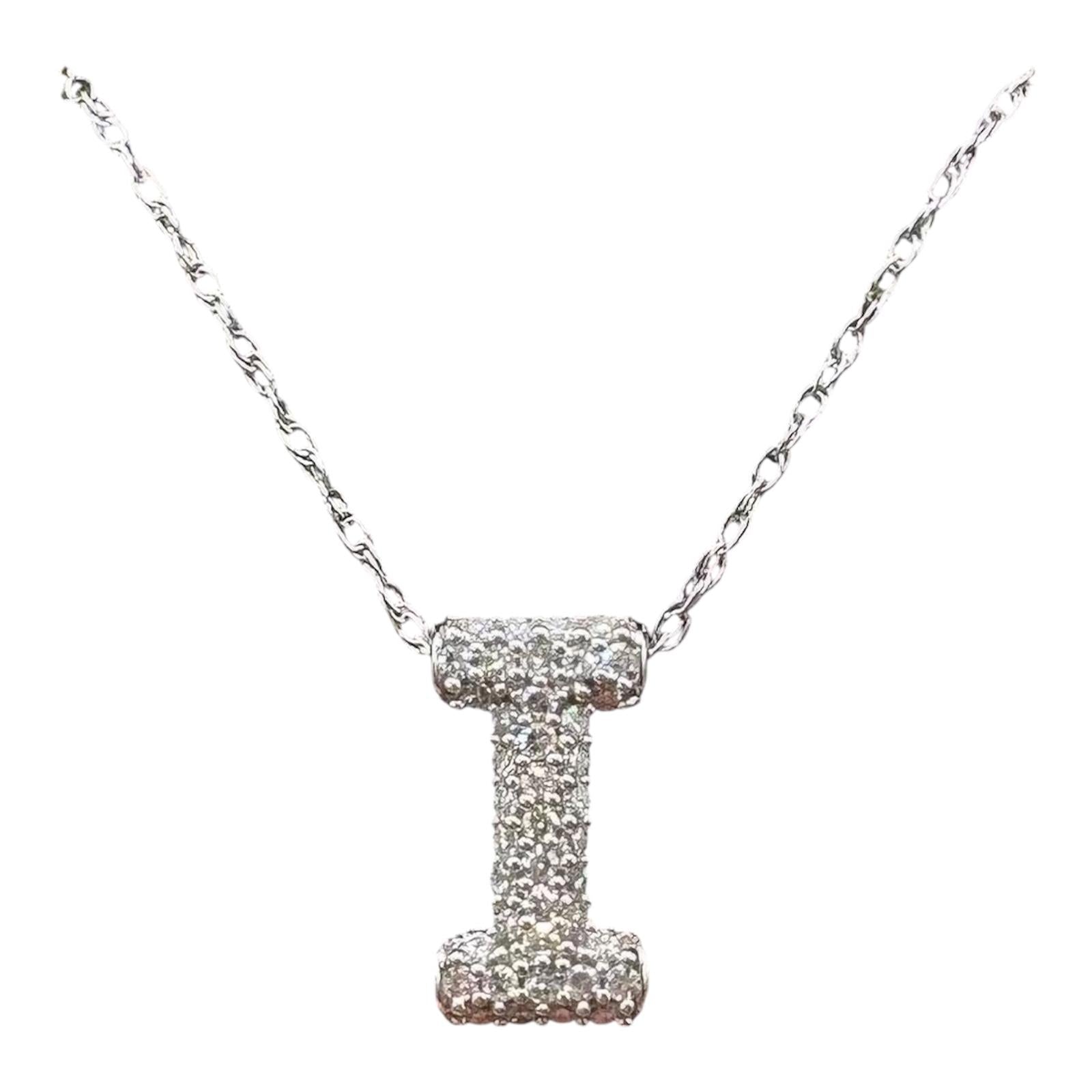 Diamond I Initial Necklace 10kt White Gold 0.15ctw GH VS SI New