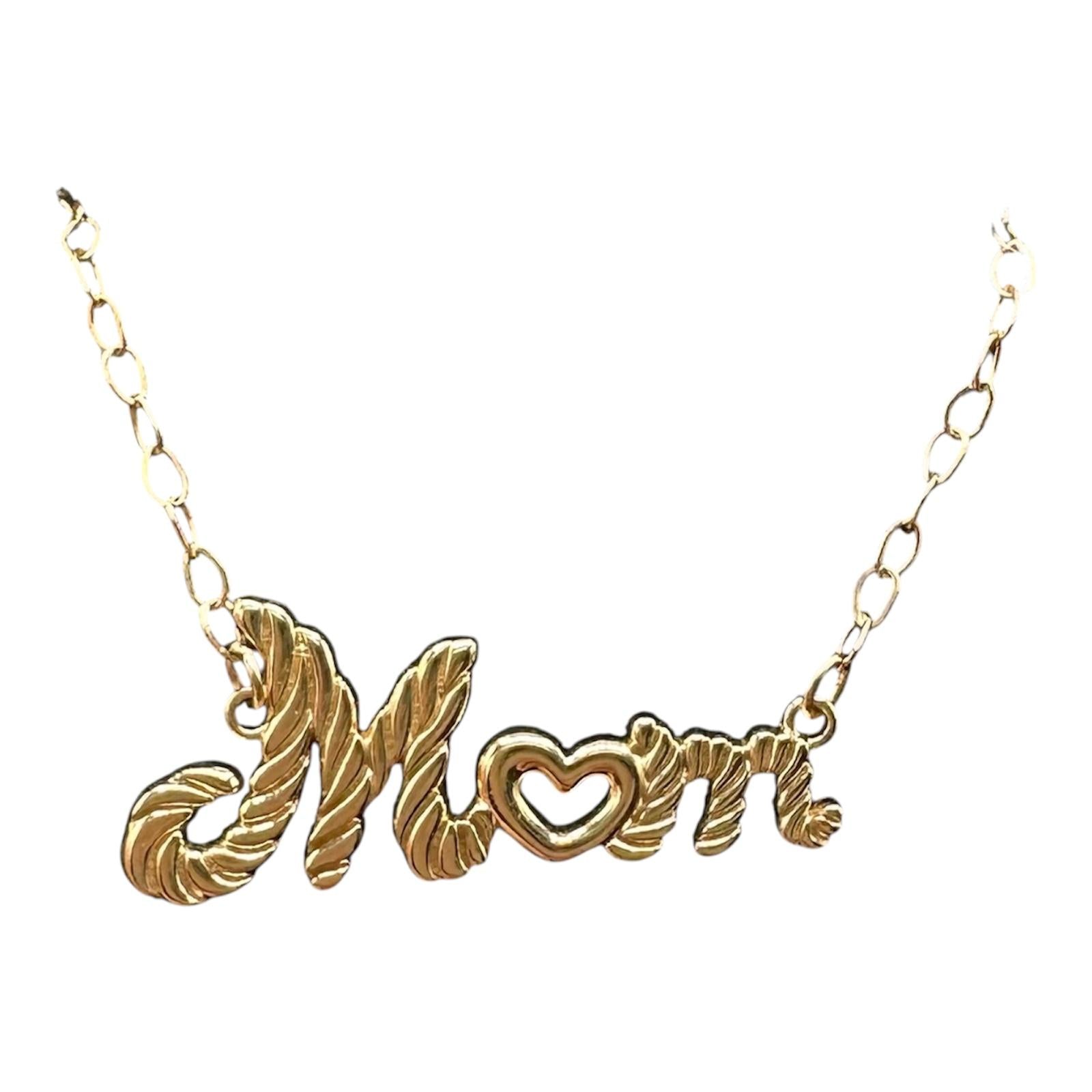 Mom Necklace 10kt Yellow Gold 18in Lobster Clasp New