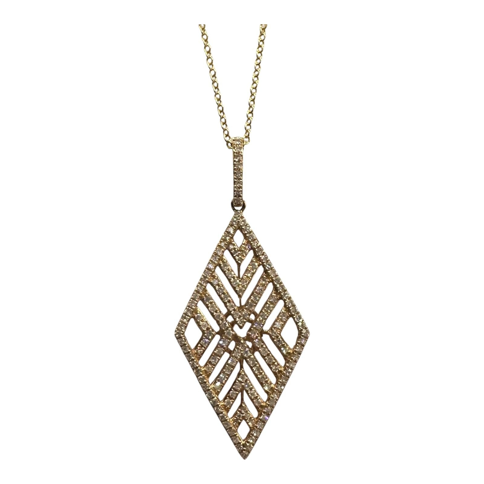 Designer Effy Diamond Geometric Pendant Necklace 14kt Gold 0.62ctw NWT