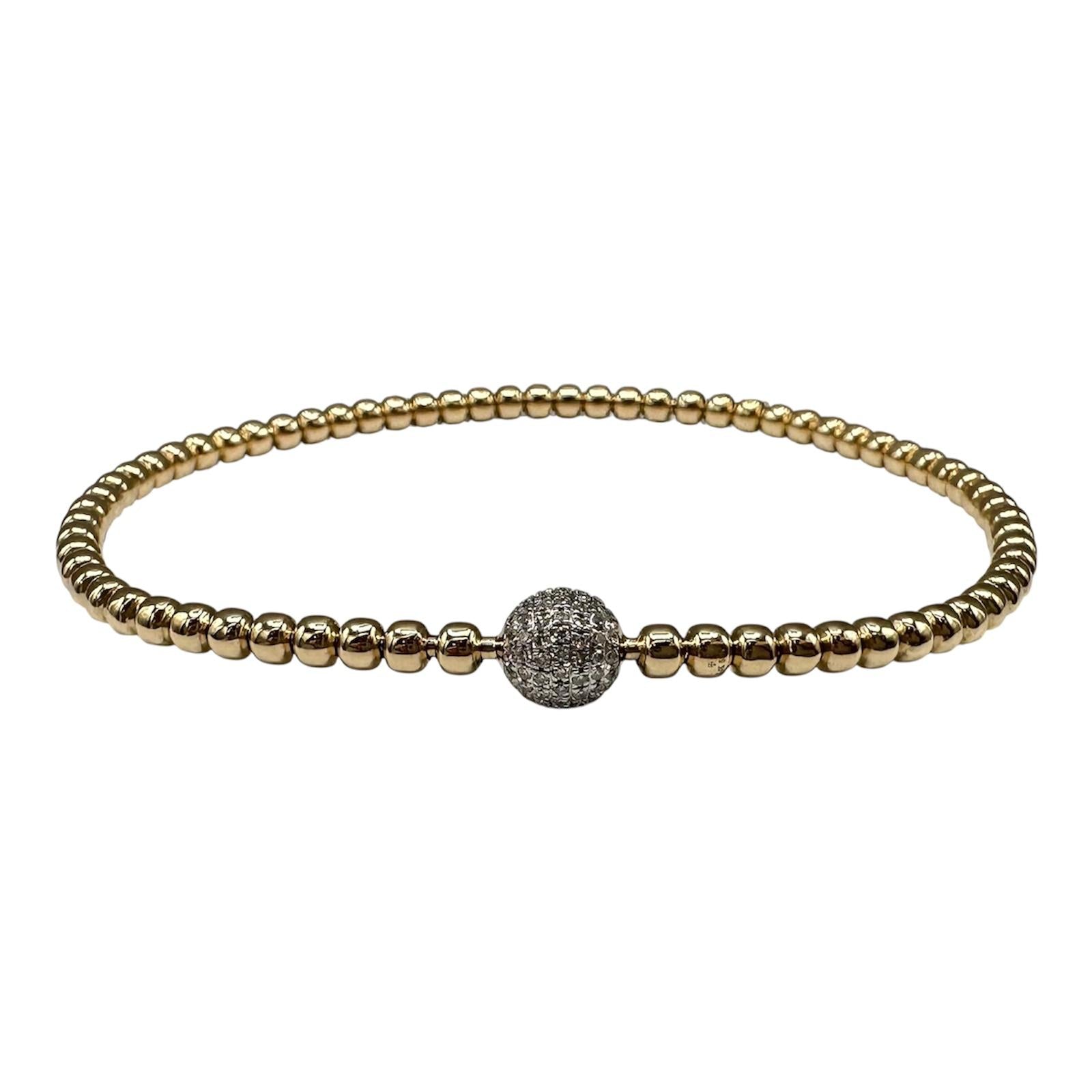 Diamond Stretch Ball Bracelet 14kt Yellow Gold 0.30ctw Adjustable New
