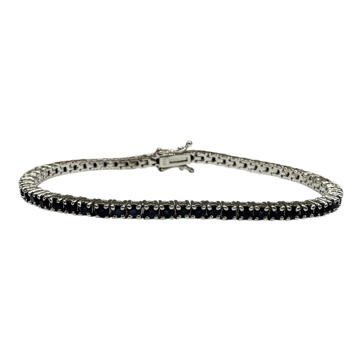 Blue Sapphire Tennis Bracelet Sterling Silver 3mm 7.5in New
