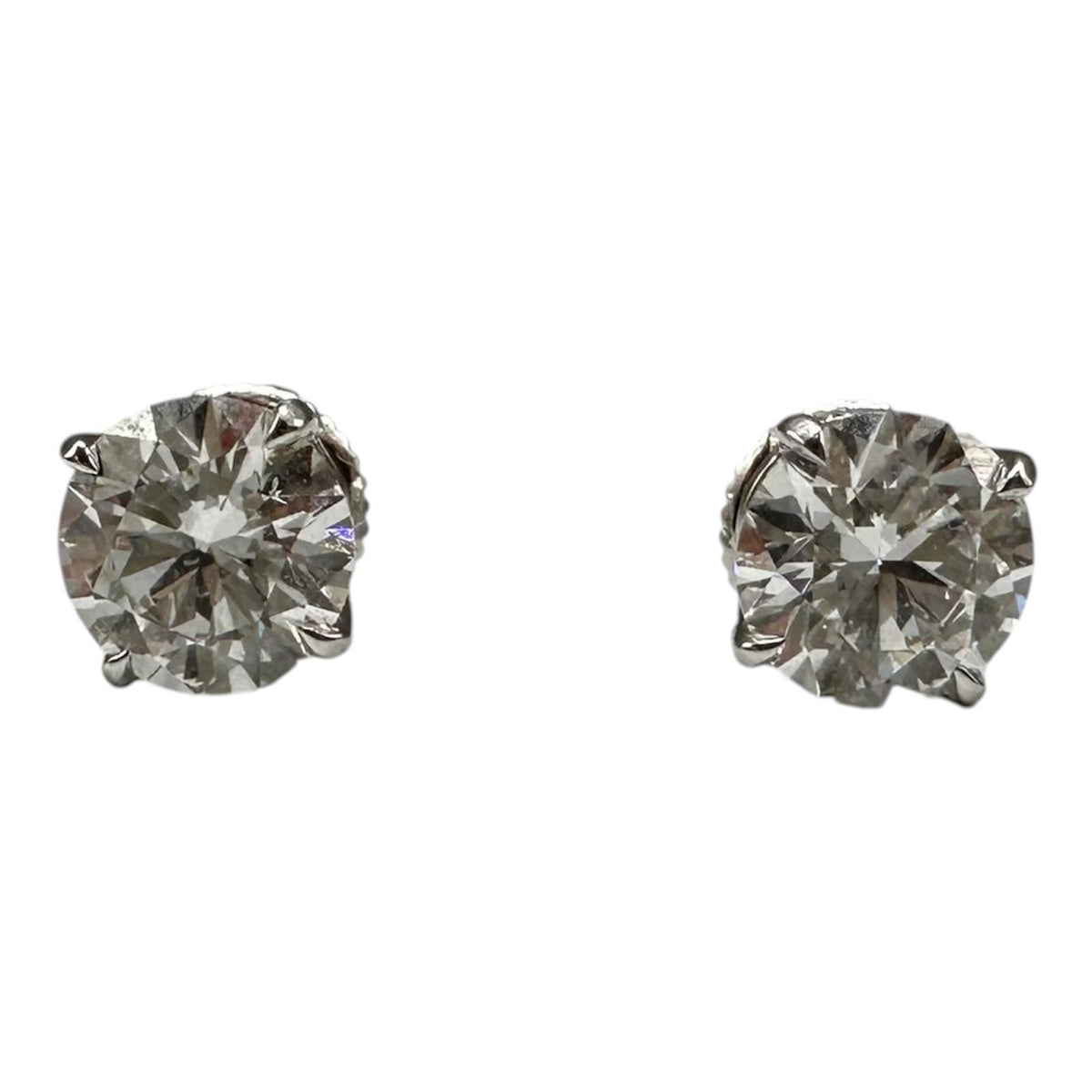 Round Lab Grown Diamond Stud Earrings 2.10ctw D VVS1 IGI 14kt Gold