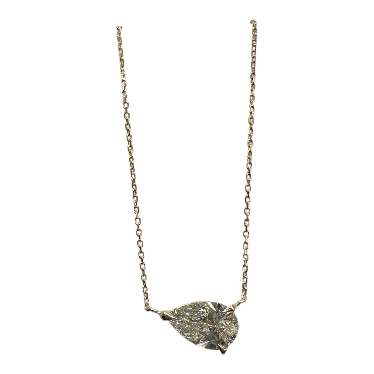 Pear Lab Grown Diamond Necklace 1.05ct IGI F VVS2 14kt Gold