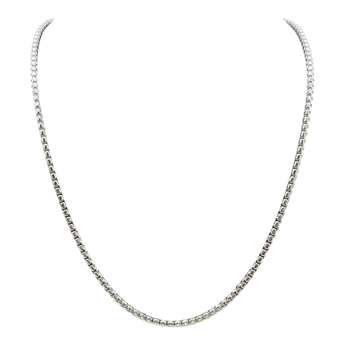 Round Box Link Chain Necklace Sterling Silver 22in 2.6mm New