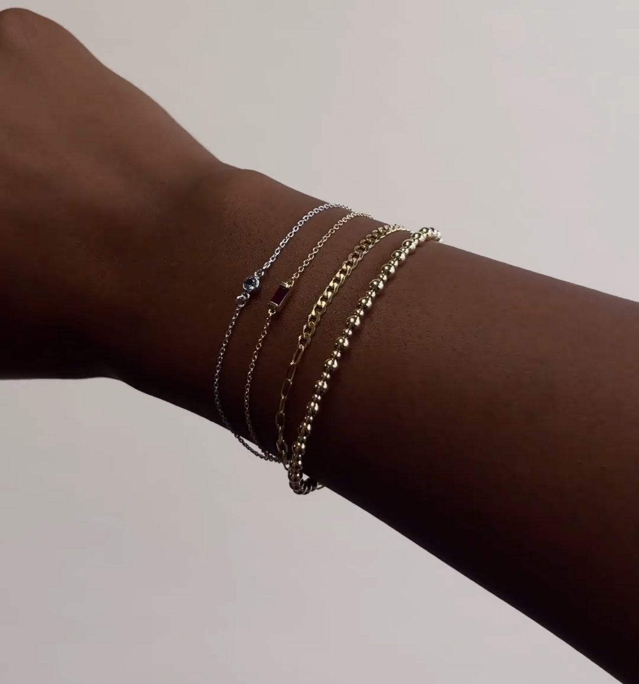 Single Diamond Station Bracelet in Hand