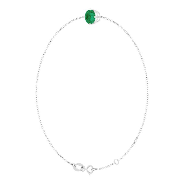 Solitaire Gemstone Chain Bracelet White