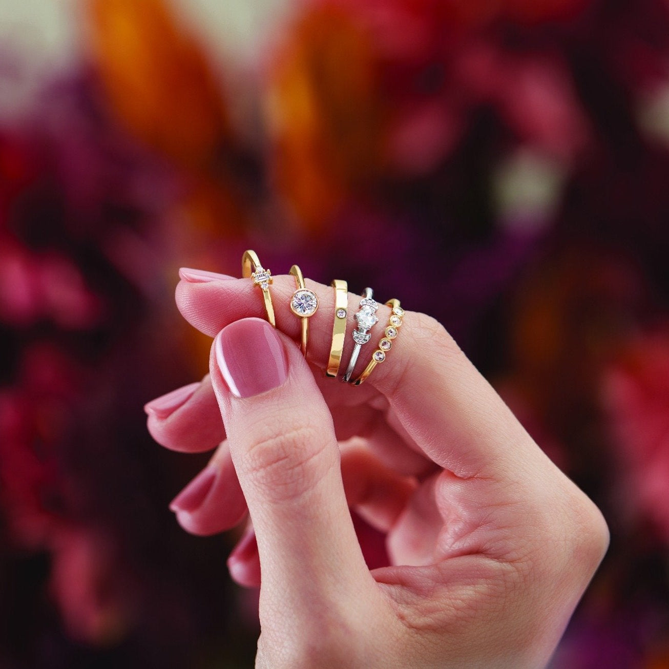 14K Yellow 1/8 CTW Rose-Cut Natural Diamond Stackable Ring