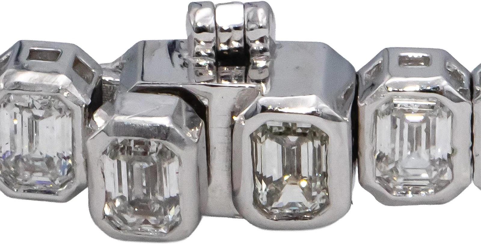 14K White Gold Emerald Cut Diamond Tennis Bracelet 6.10ct FG VS 7”