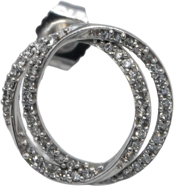 VERA WANG LOVE Round Diamond 10k White Gold Double Circle Stud Earrings 0.34CT