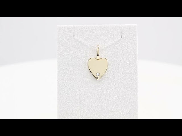 .02 CT Natural Diamond Engravable Heart Charm/Pendant