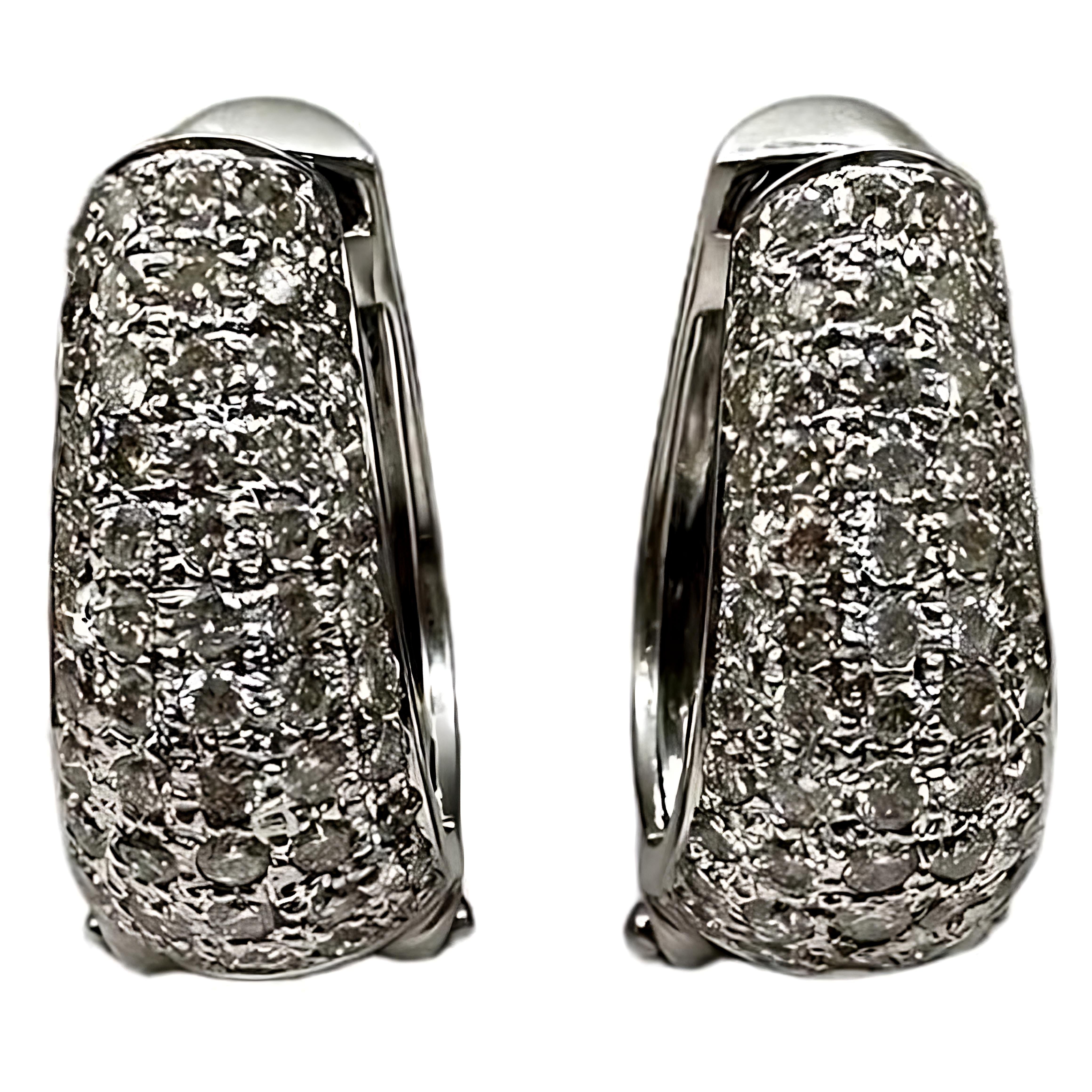 Pavé Natural Diamond Earrings in 18kt White Gold 3 Carats