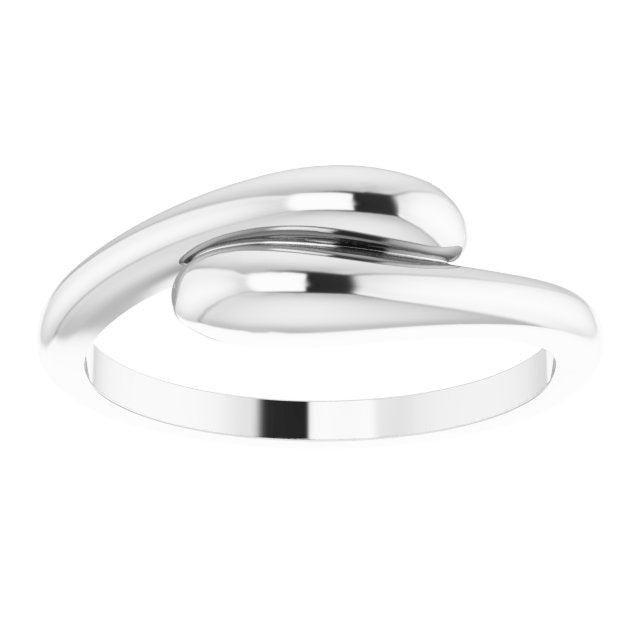 14K White Domed Bypass Ring