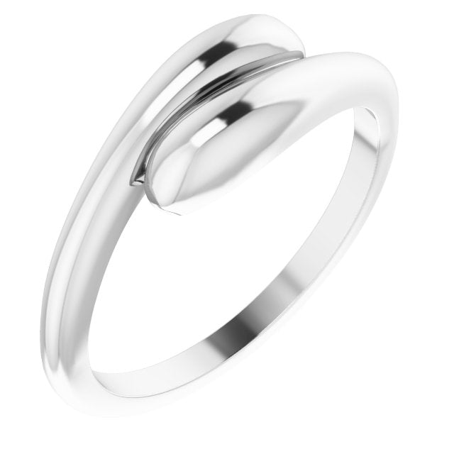 14K White Domed Bypass Ring