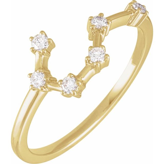 14K Yellow 1/6 CTW Natural Diamond Taurus Constellation Ring