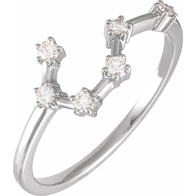 14K White 1/6 CTW Natural Diamond Taurus Constellation Ring