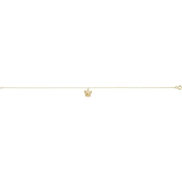 14K Yellow Butterfly 9" Anklet