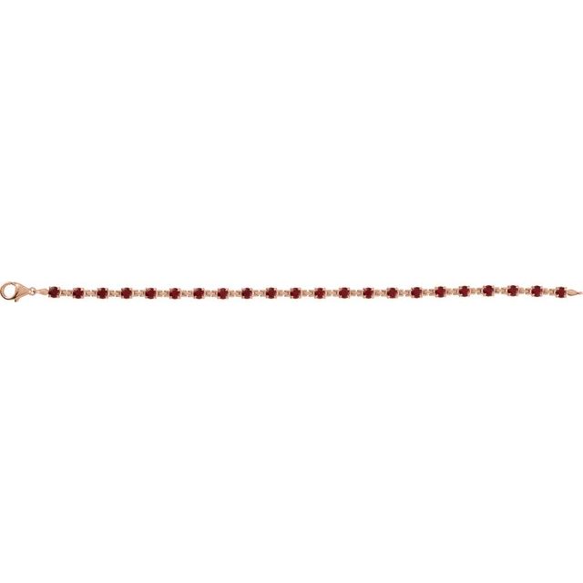 14K Rose Natural Mozambique Garnet 7 1/4" Line Bracelet