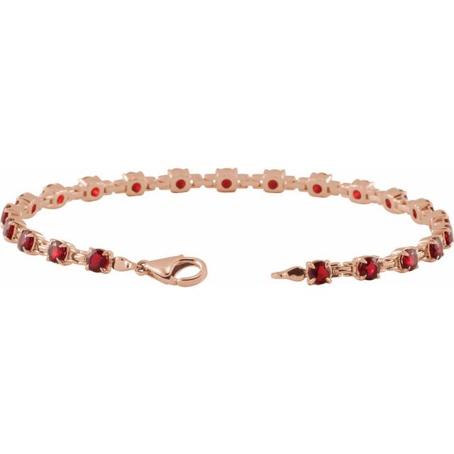 14K Rose Natural Mozambique Garnet 7 1/4" Line Bracelet