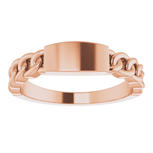 14K Rose Engravable Chain Link Ring
