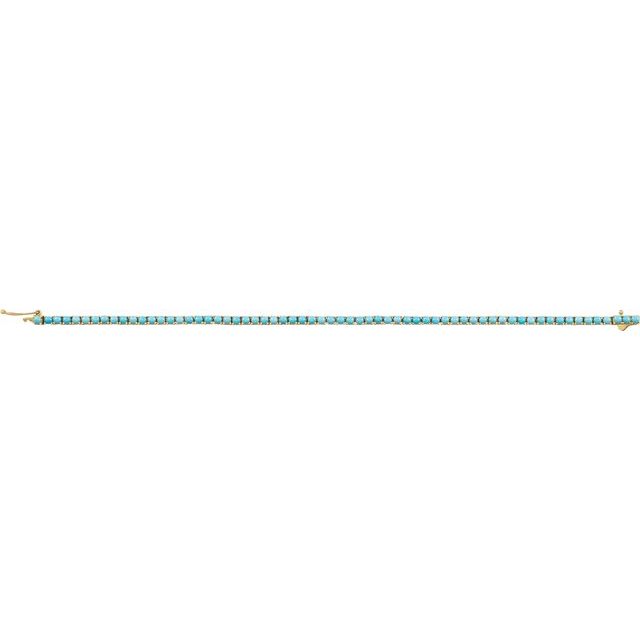 14K Yellow Natural Turquoise Line 7 1/4" Bracelet