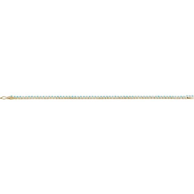 14K Yellow Natural Turquoise Line 7 1/4" Bracelet