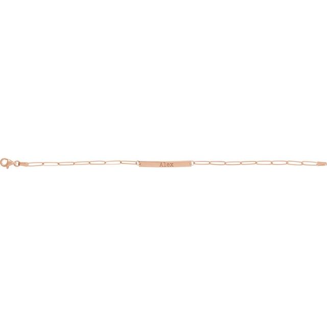 14K Rose Engravable Bar 7" Bracelet