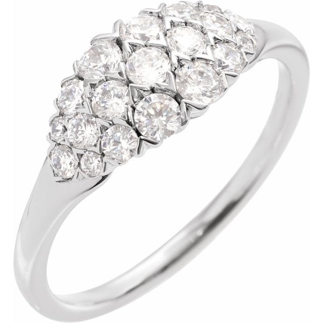 14K White 1/2 CTW Natural Diamond Cluster Ring