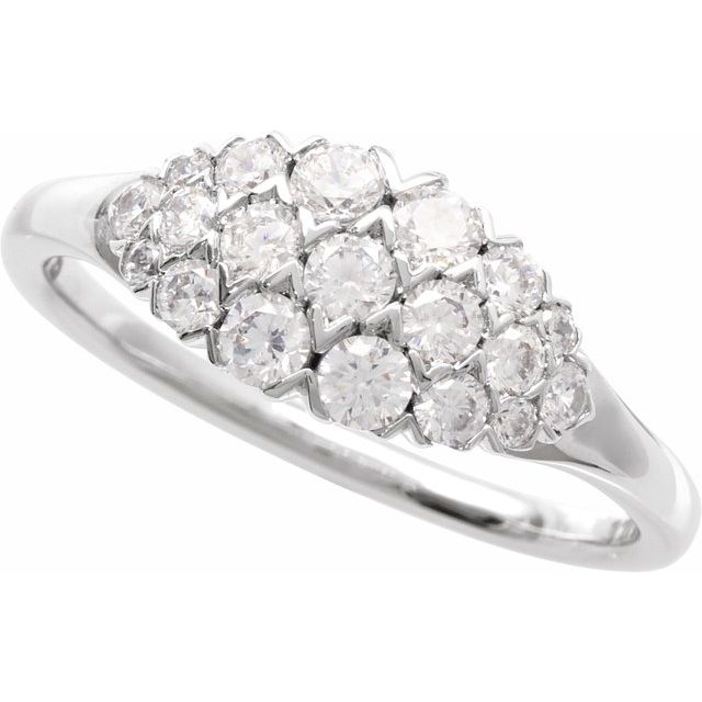 14K White 1/2 CTW Natural Diamond Cluster Ring