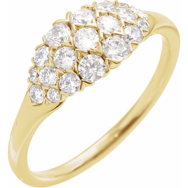 14K Yellow 1/2 CTW Natural Diamond Cluster Ring