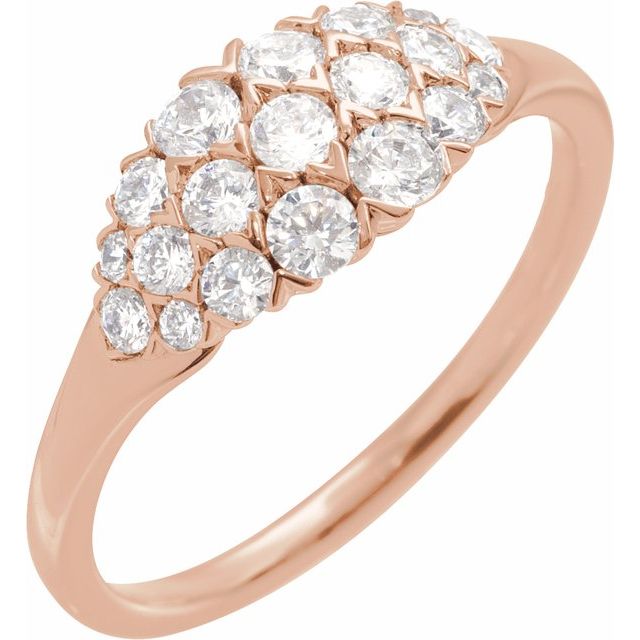 14K Rose 1/2 CTW Natural Diamond Cluster Ring
