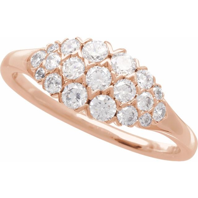 14K Rose 1/2 CTW Natural Diamond Cluster Ring