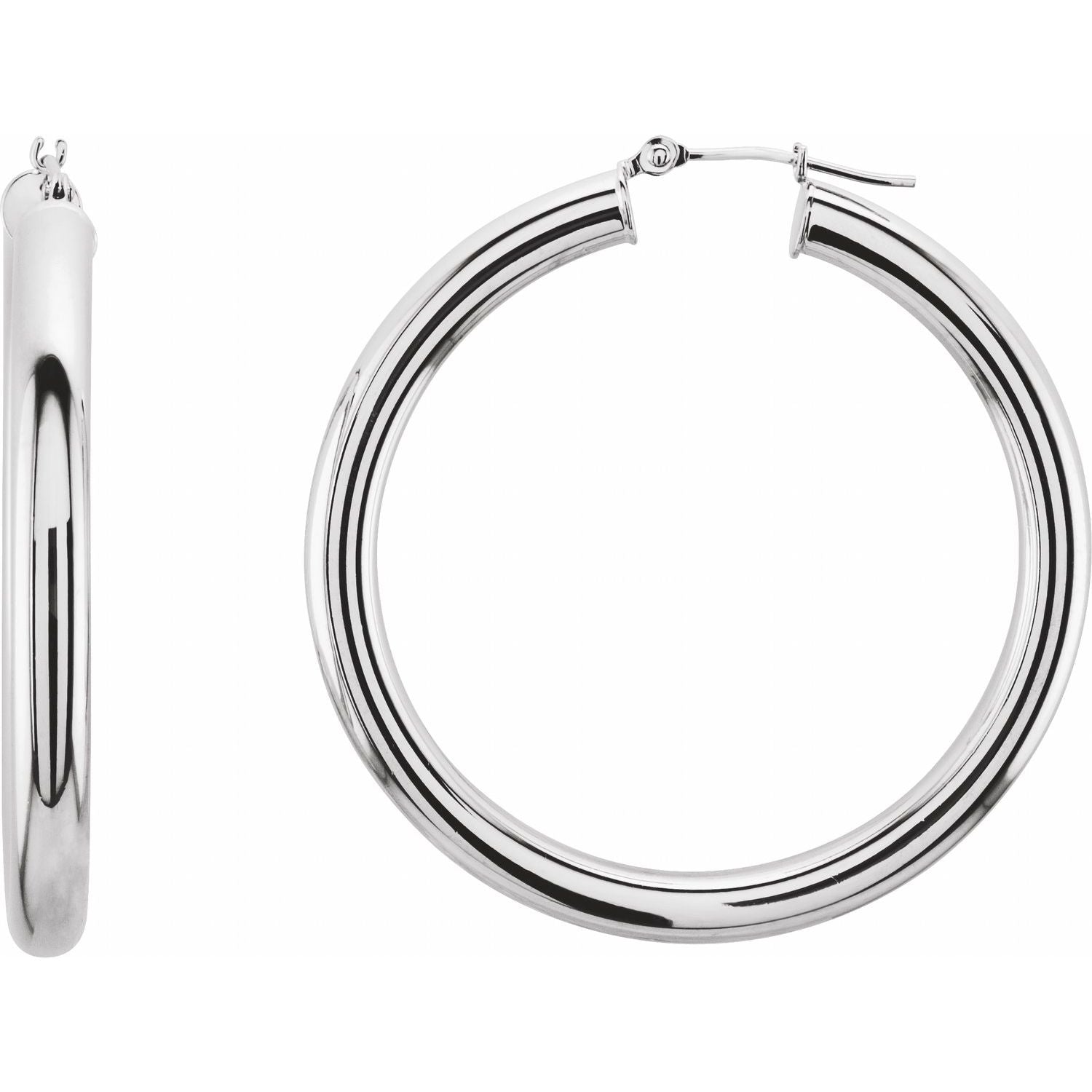 14K Gold Tube Hoop Earrings