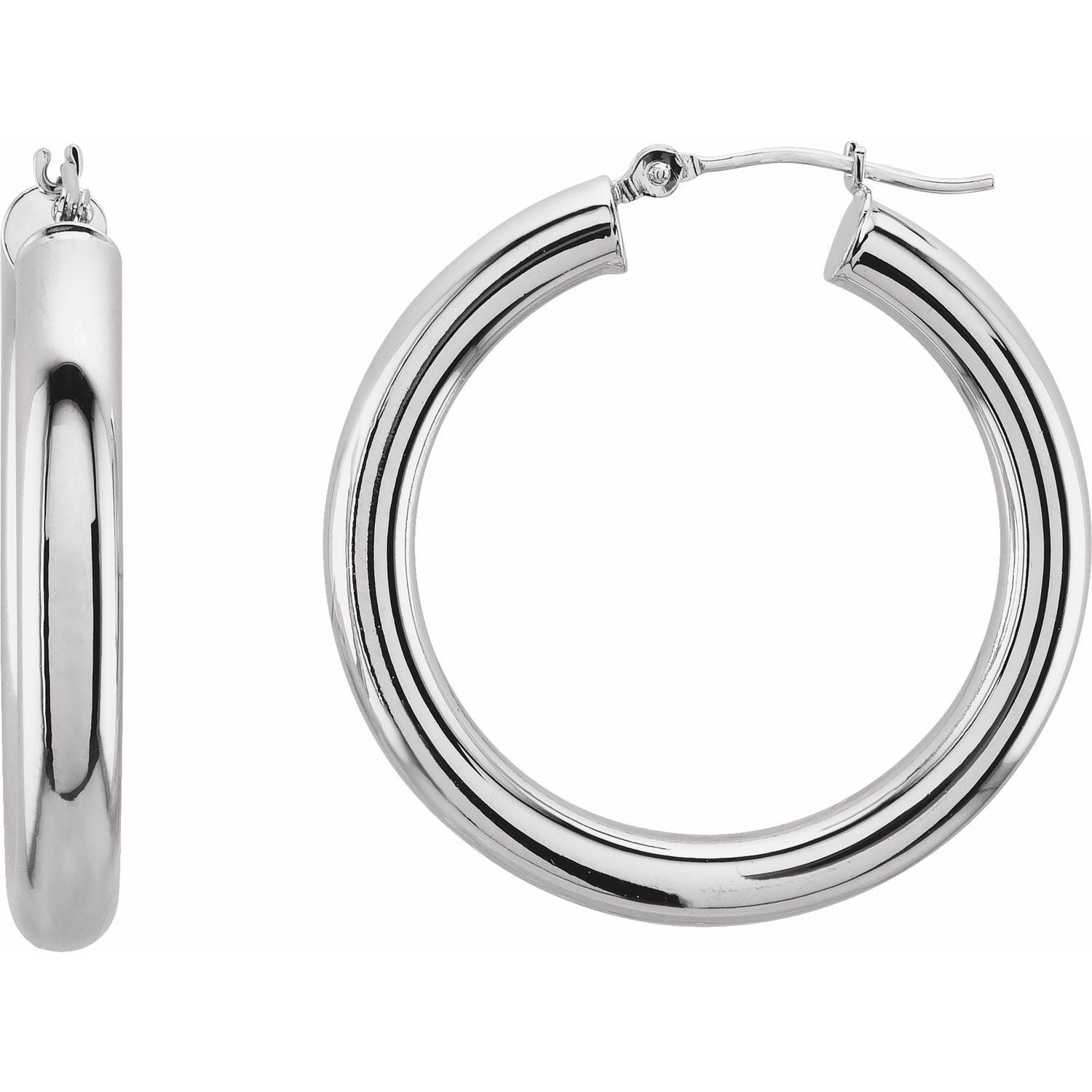 14K Gold Tube Hoop Earrings