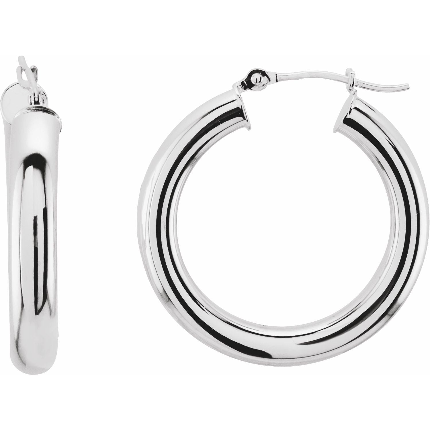 14K Gold Tube Hoop Earrings