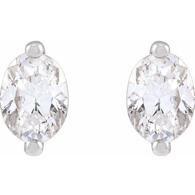 Oval Diamond Stud Earrings