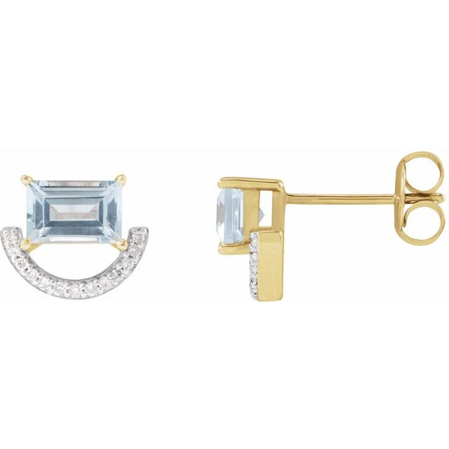 14K Yellow/White Natural Sky Blue Topaz & 3/4 CTW Natural Diamond Earrings