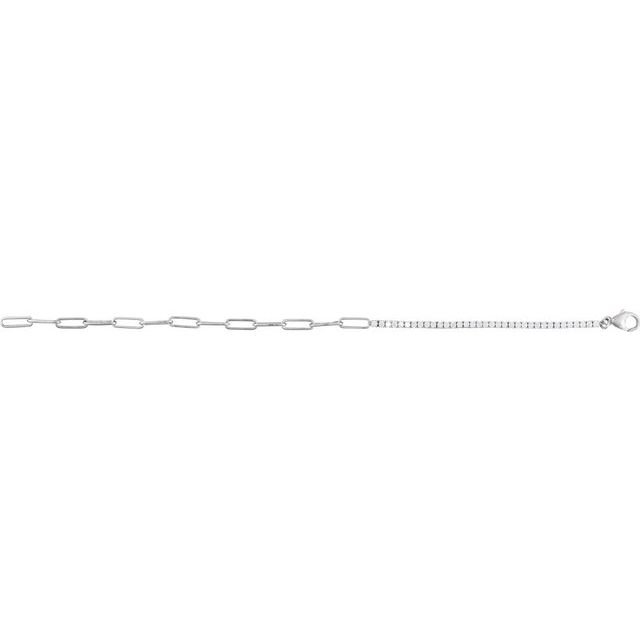14K White 1 CTW Natural Diamond Line 7" Bracelet