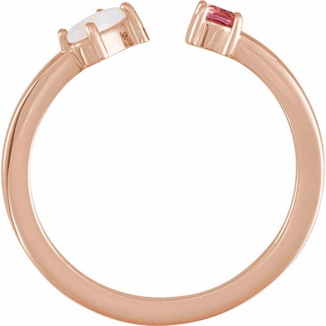 14K Rose Natural White Opal Cabochon & Natural Pink Tourmaline Negative Space Ring